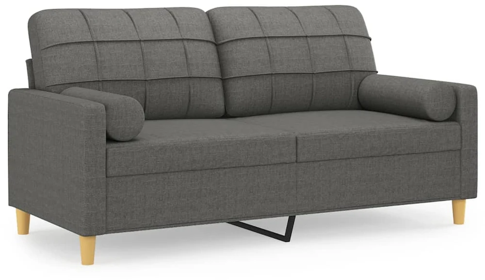 Dvivietė sofa su pagalvėlėmis, tamsiai pilka, 140cm, audinys