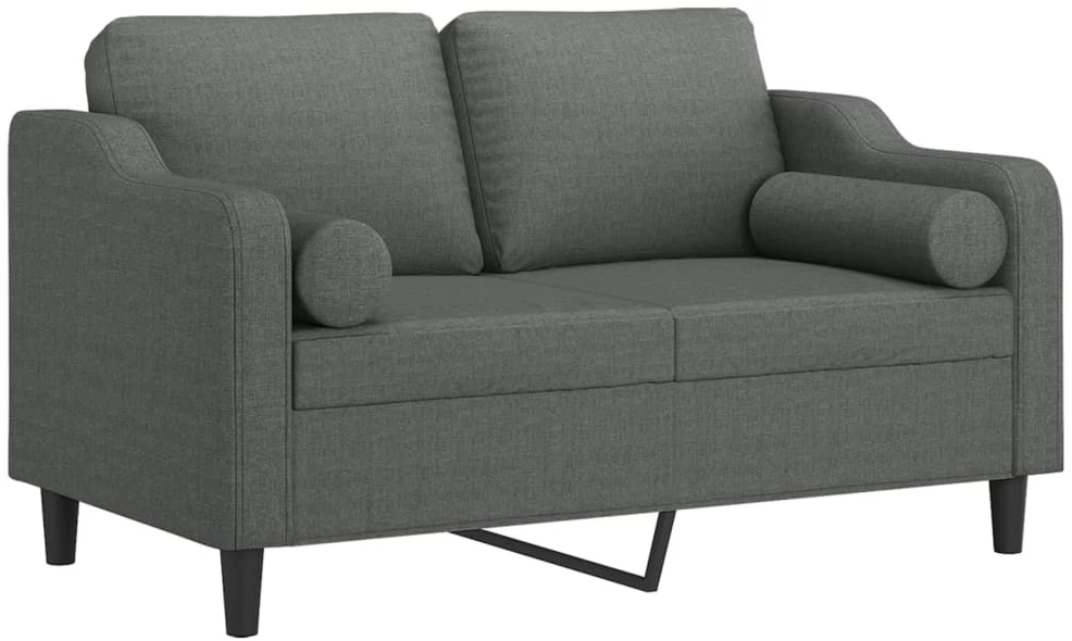 Dvivietė sofa su pagalvėlėmis, tamsiai pilka, 120cm, audinys