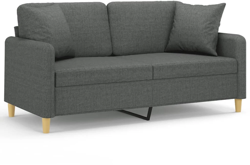 Dvivietė sofa su pagalvėlėmis, tamsiai pilka, 140cm, audinys