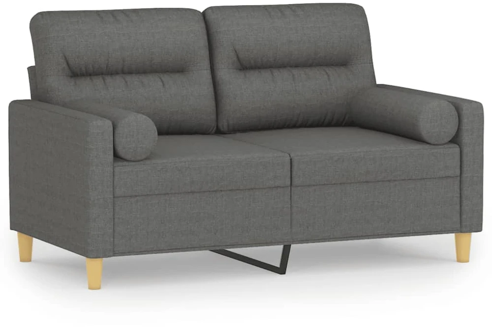 Dvivietė sofa su pagalvėlėmis, tamsiai pilka, 120cm, audinys