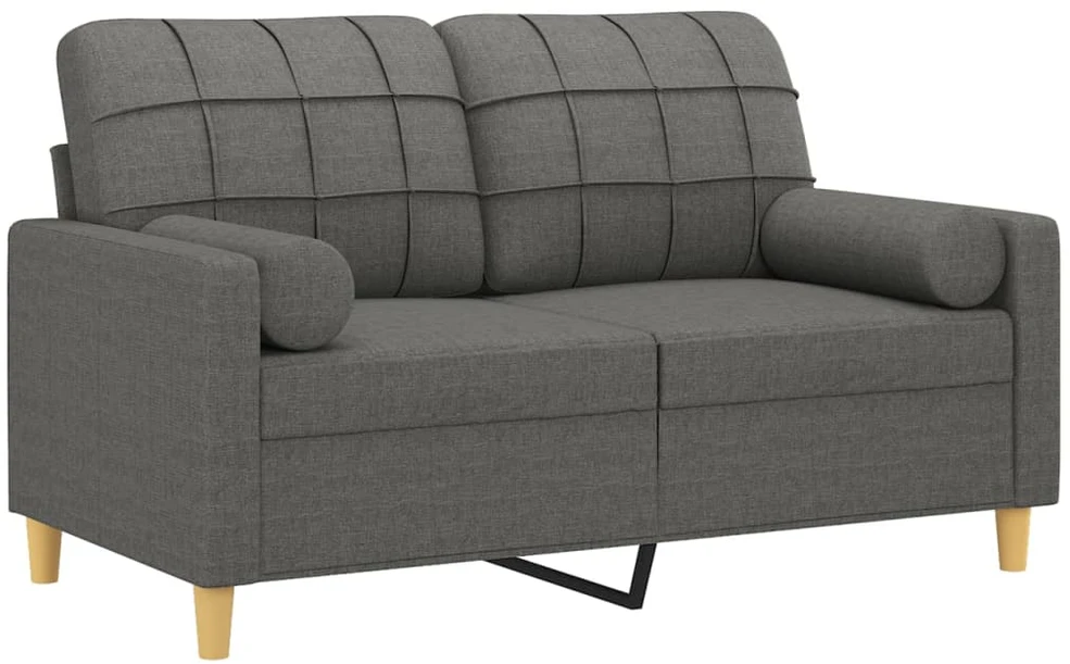 Dvivietė sofa su pagalvėlėmis, tamsiai pilka, 120cm, audinys