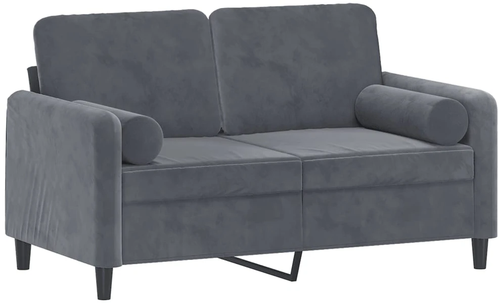 Dvivietė sofa su pagalvėlėmis, tamsiai pilka, 120cm, aksomas