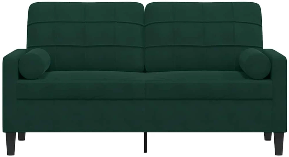 Dvivietė sofa su pagalvėlėmis, tamsiai žalia, 140cm, aksomas