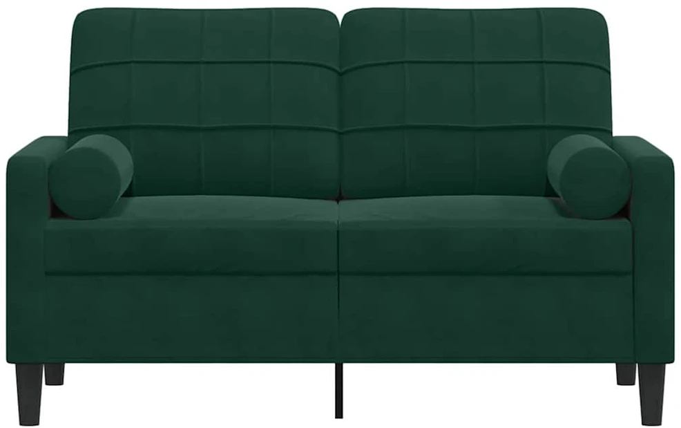 Dvivietė sofa su pagalvėlėmis, tamsiai žalia, 120cm, aksomas