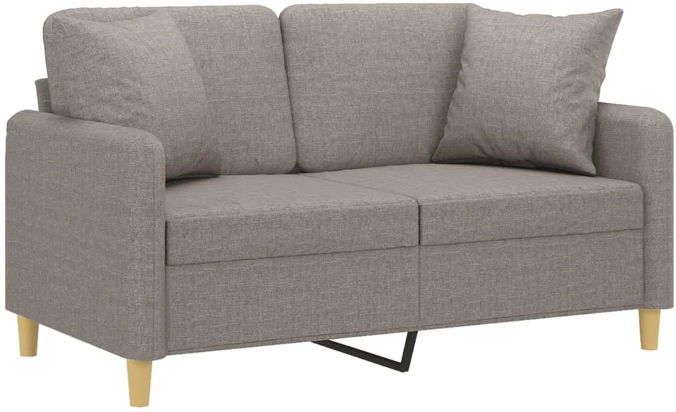 Dvivietė sofa su pagalvėlėmis, taupe spalvos, 120cm, audinys