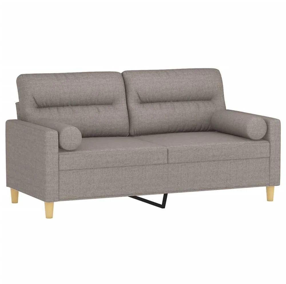 Dvivietė sofa su pagalvėlėmis, taupe spalvos, 140cm, audinys