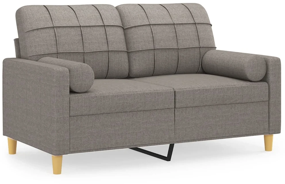 Dvivietė sofa su pagalvėlėmis, taupe spalvos, 120cm, audinys