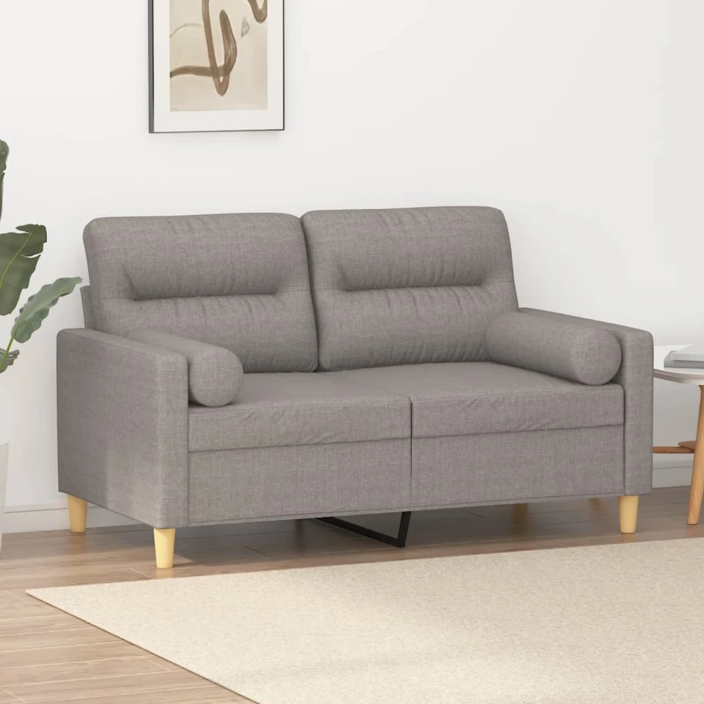 Dvivietė sofa su pagalvėlėmis, taupe spalvos, 120cm, audinys