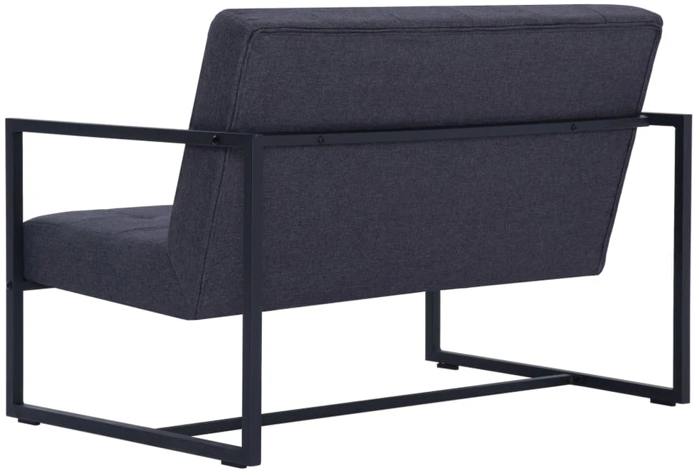 Dvivietė sofa su porankiais, tams. pilk. sp., plienas ir aud.