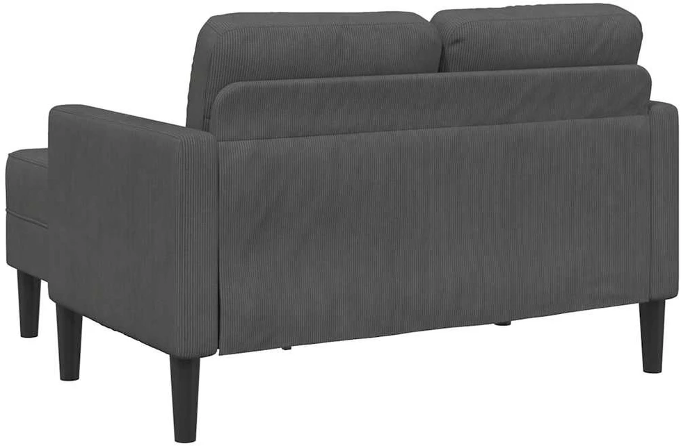 Dvivietė sofa su šezlongu, L formos, tamsiai pilka, 125 cm, linas