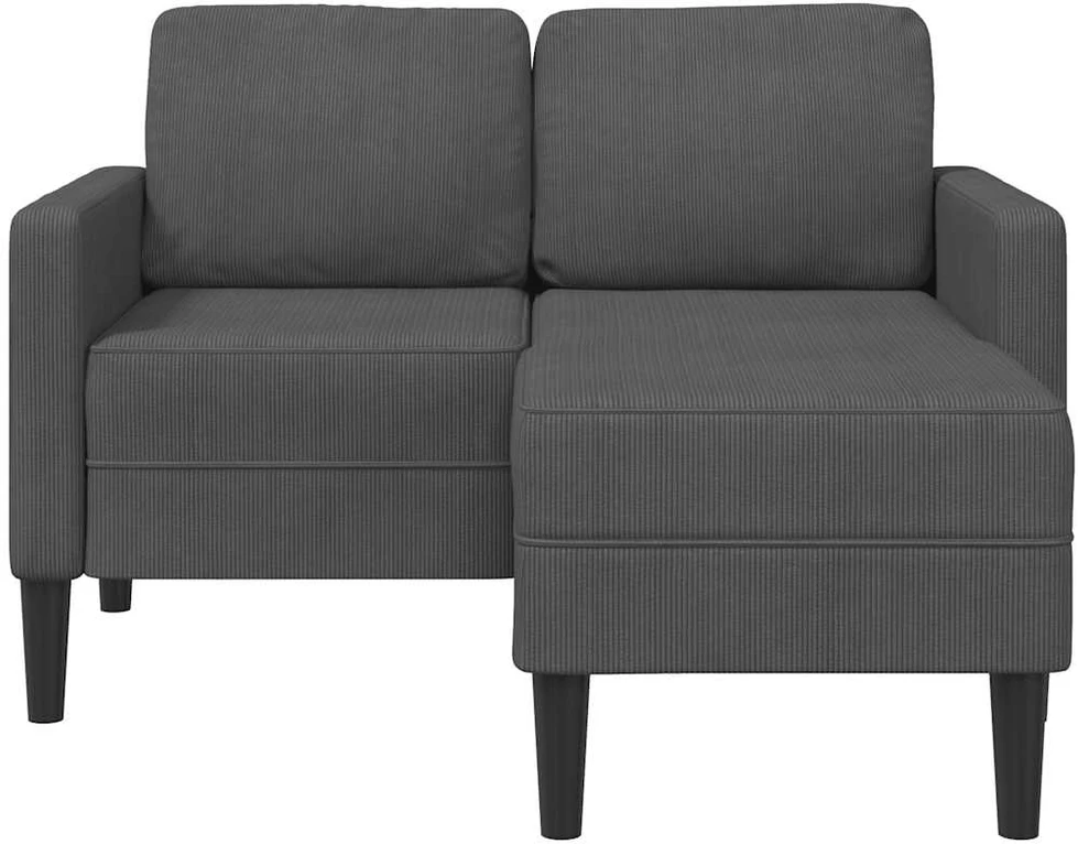 Dvivietė sofa su šezlongu, L formos, tamsiai pilka, 125 cm, linas