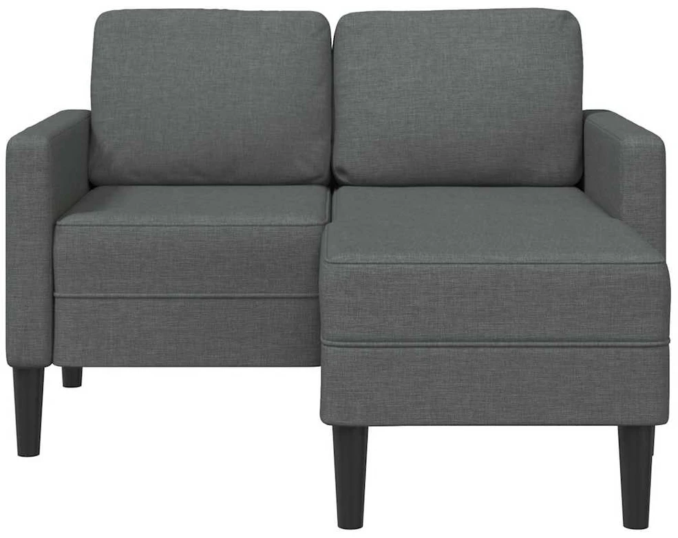 Dvivietė sofa su šezlongu, L formos, tamsiai pilka, 125 cm, audinys