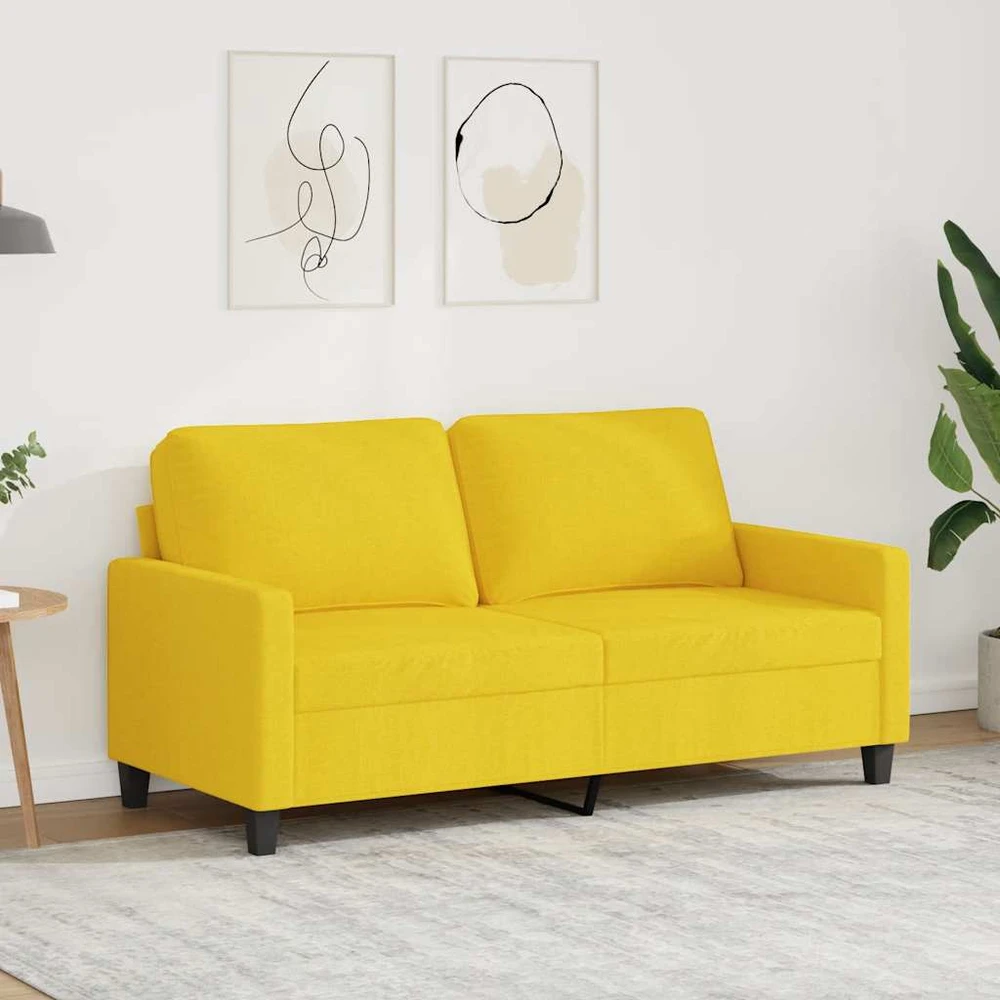 Dvivietė sofa, šviesiai geltonos spalvos, 140cm, audinys