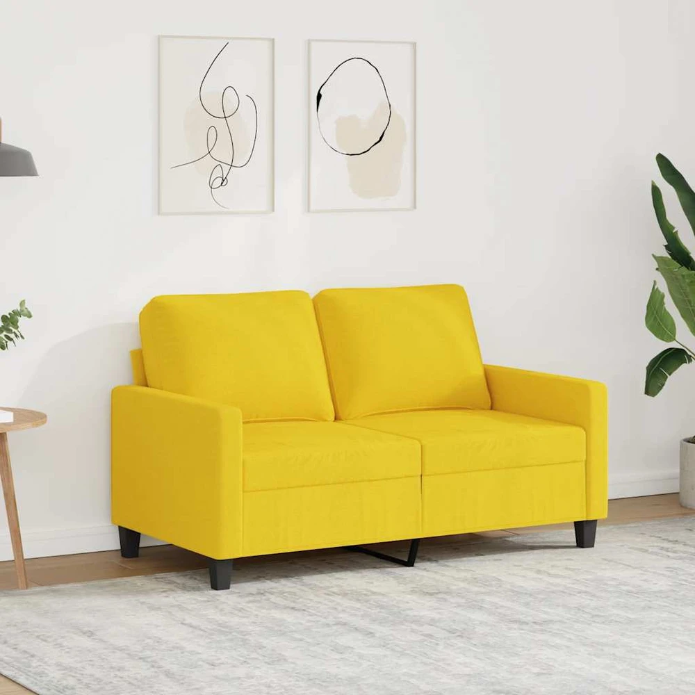 Dvivietė sofa, šviesiai geltonos spalvos, 120cm, audinys