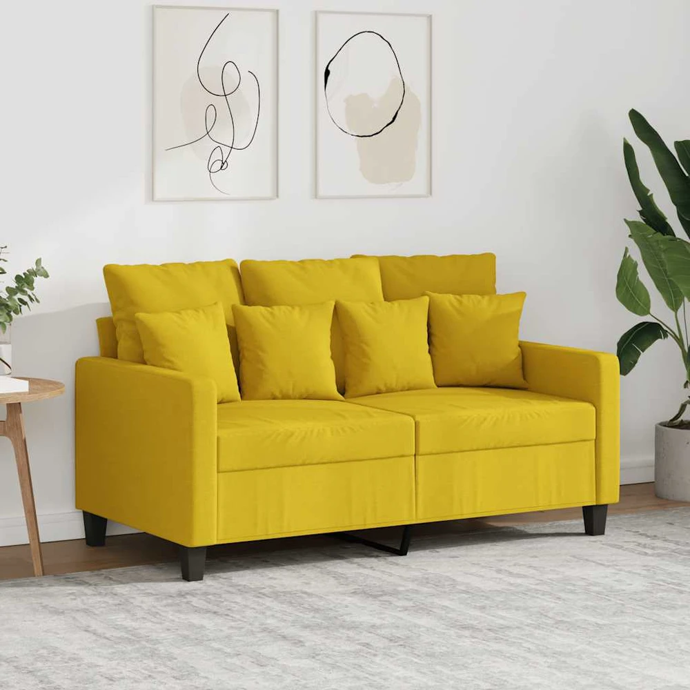 Dvivietė sofa, šviesiai geltonos spalvos, 120cm, audinys