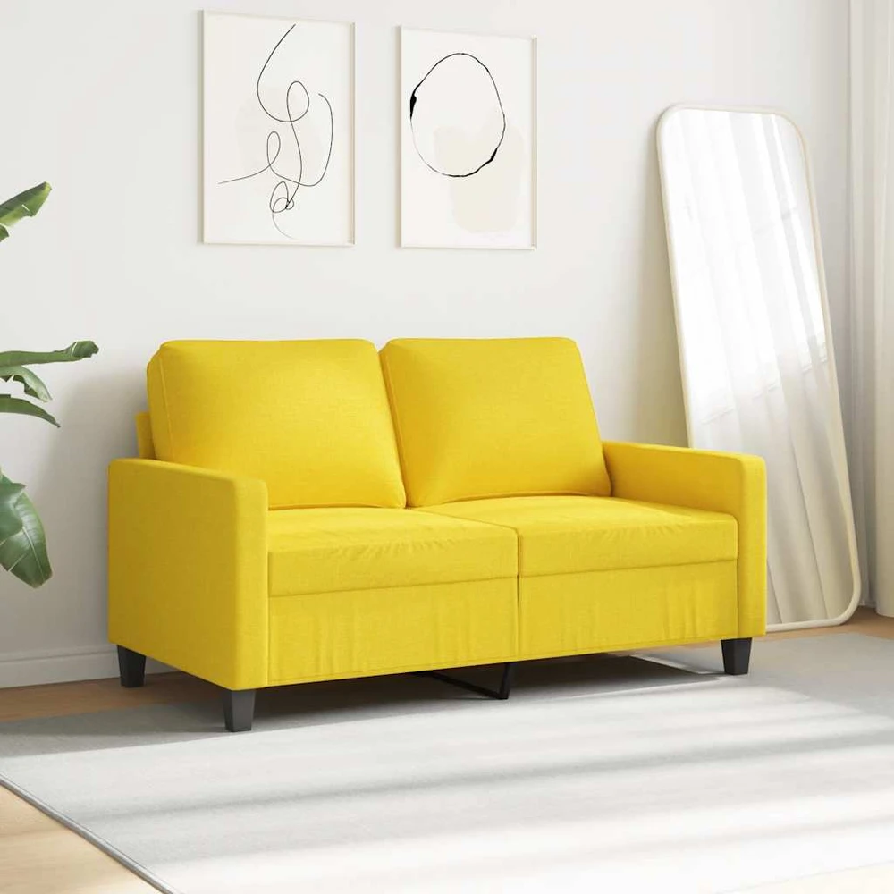 Dvivietė sofa, šviesiai geltonos spalvos, 120cm, audinys