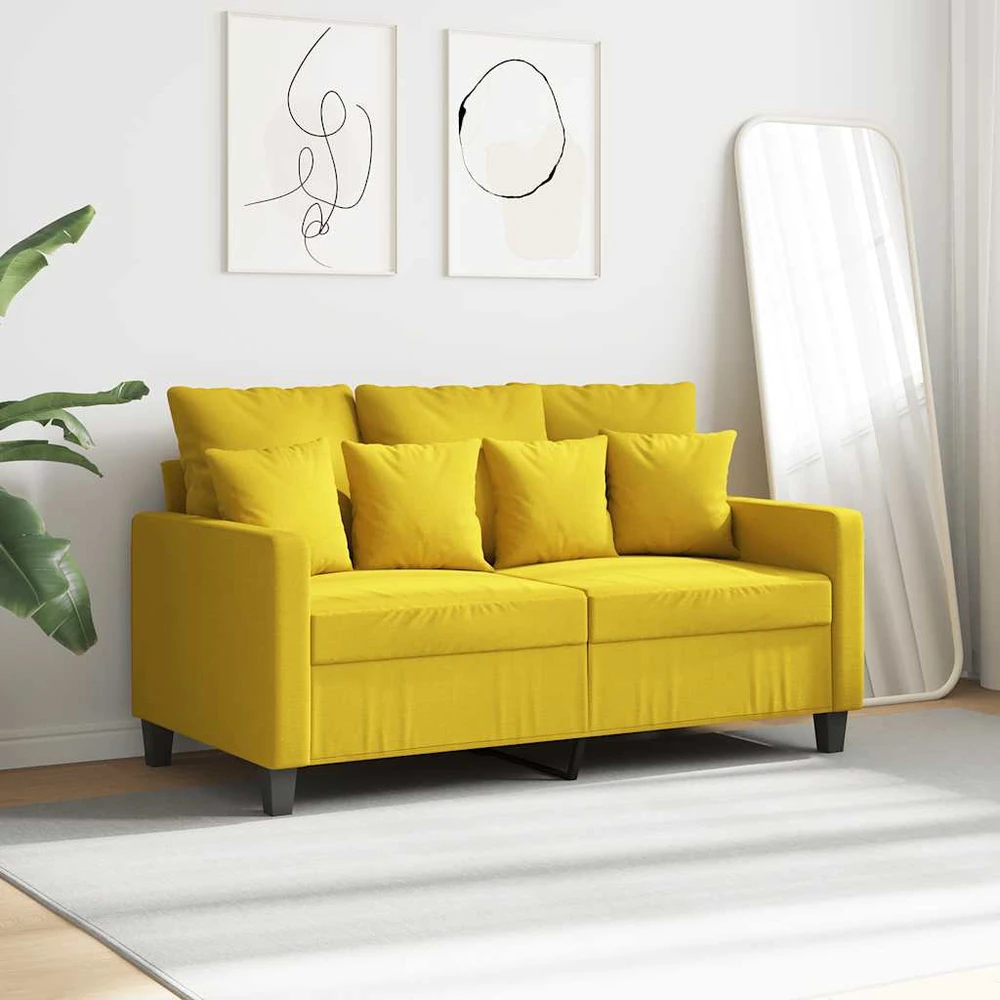Dvivietė sofa, šviesiai geltonos spalvos, 120cm, audinys