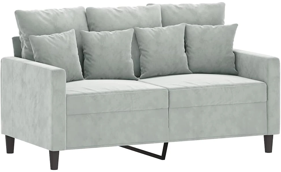 Dvivietė sofa, šviesiai pilkos spalvos, 120cm, aksomas