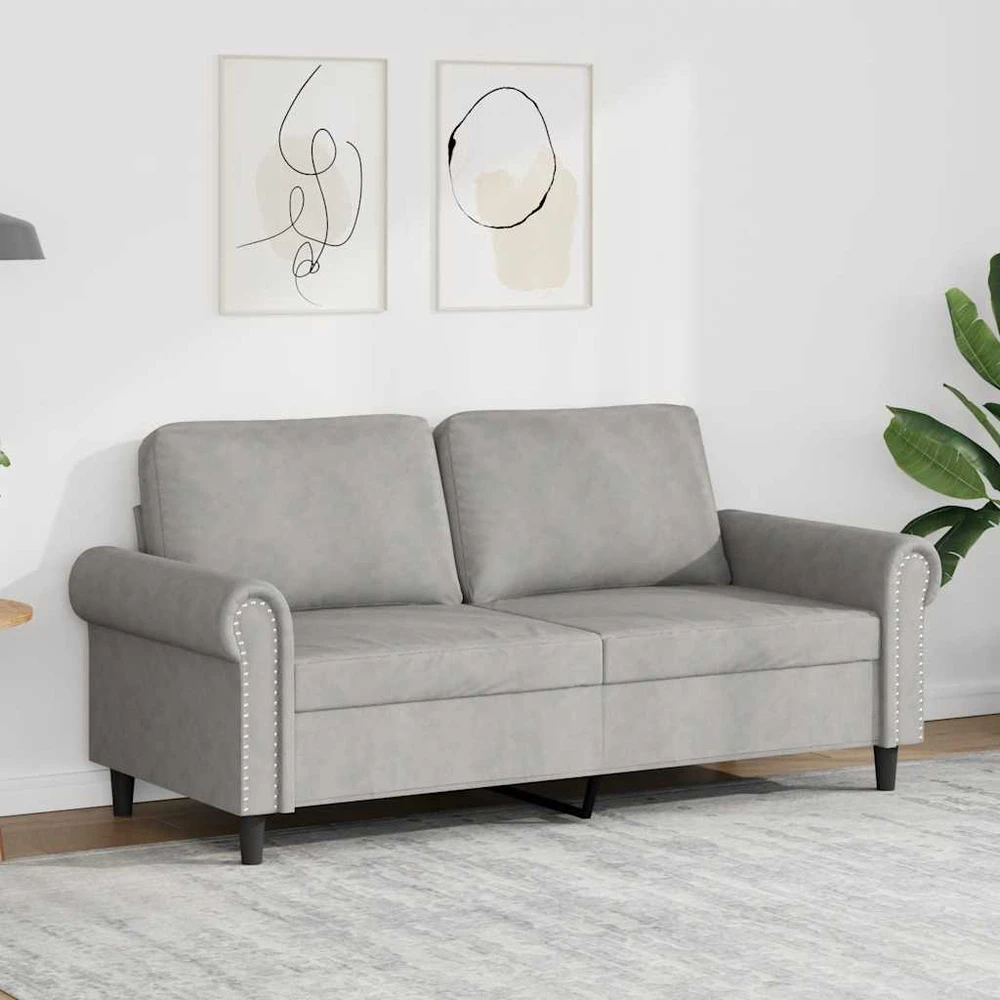 Dvivietė sofa, šviesiai pilkos spalvos, 140cm, aksomas