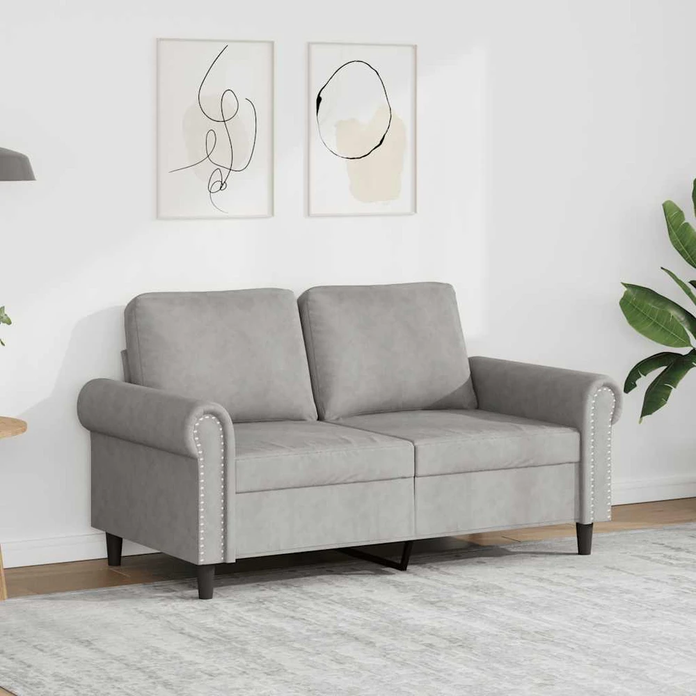 Dvivietė sofa, šviesiai pilkos spalvos, 120cm, aksomas