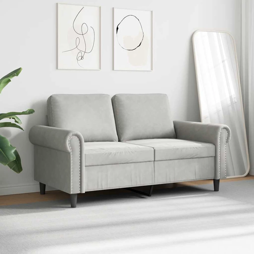 Dvivietė sofa, šviesiai pilkos spalvos, 120cm, aksomas