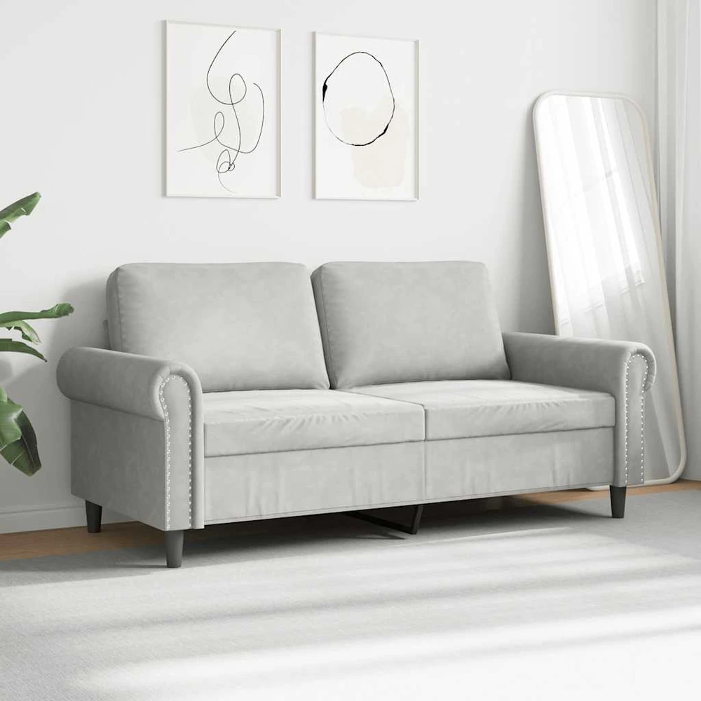 Dvivietė sofa, šviesiai pilkos spalvos, 140cm, aksomas