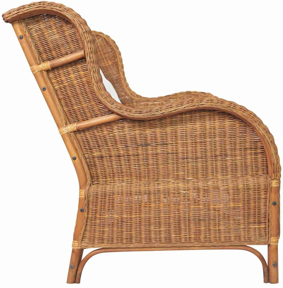 Dvivietė sofa, šviesiai ruda, natūralus ratanas ir linas