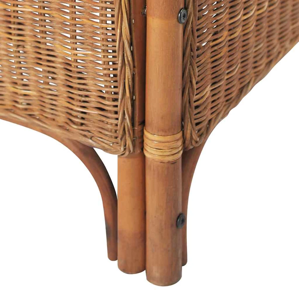 Dvivietė sofa, šviesiai ruda, natūralus ratanas ir linas