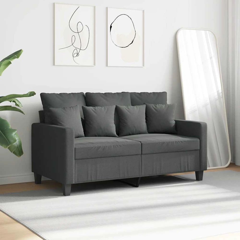 Dvivietė sofa, tamsiai pilkos spalvos, 120cm, audinys
