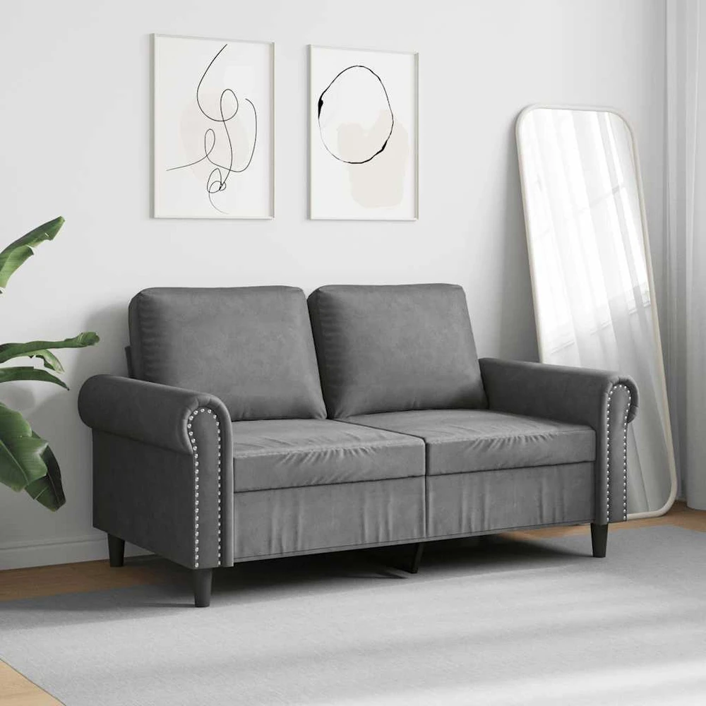 Dvivietė sofa, tamsiai pilkos spalvos, 120cm, aksomas