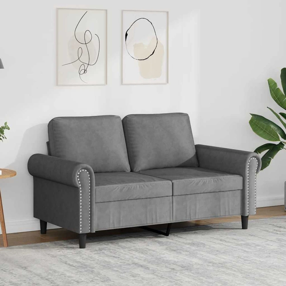 Dvivietė sofa, tamsiai pilkos spalvos, 120cm, aksomas