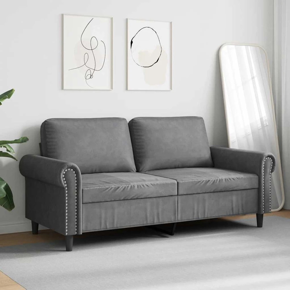 Dvivietė sofa, tamsiai pilkos spalvos, 140cm, aksomas