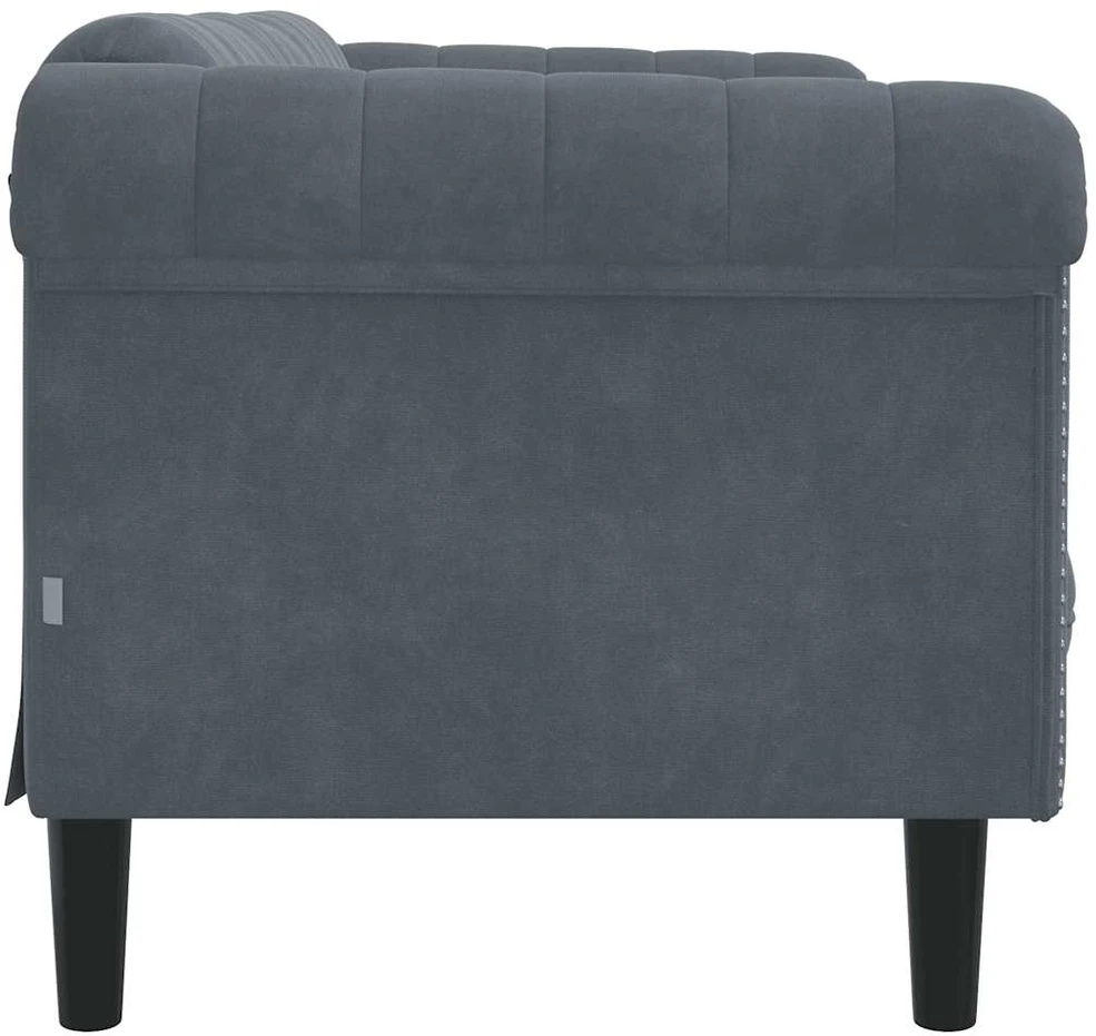 Dvivietė sofa, tamsiai pilkos spalvos, aksomas