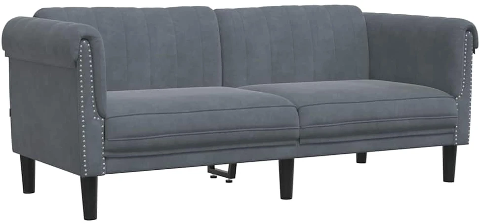 Dvivietė sofa, tamsiai pilkos spalvos, aksomas
