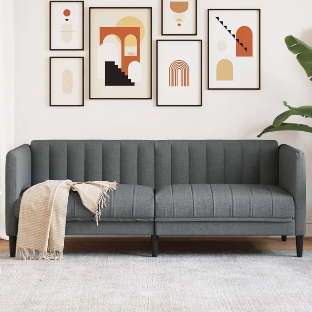 Dvivietė sofa, tamsiai pilkos spalvos, audinys