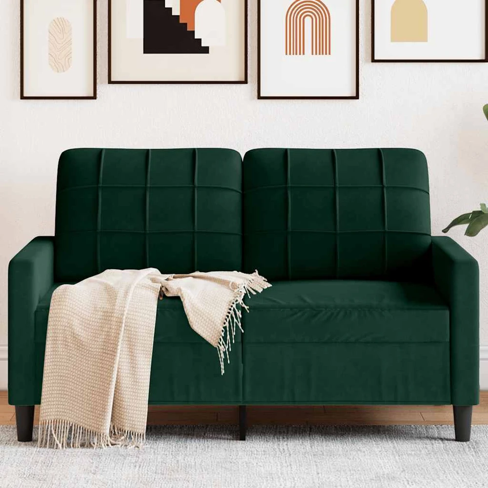 Dvivietė sofa, tamsiai žalios spalvos, 120cm, aksomas