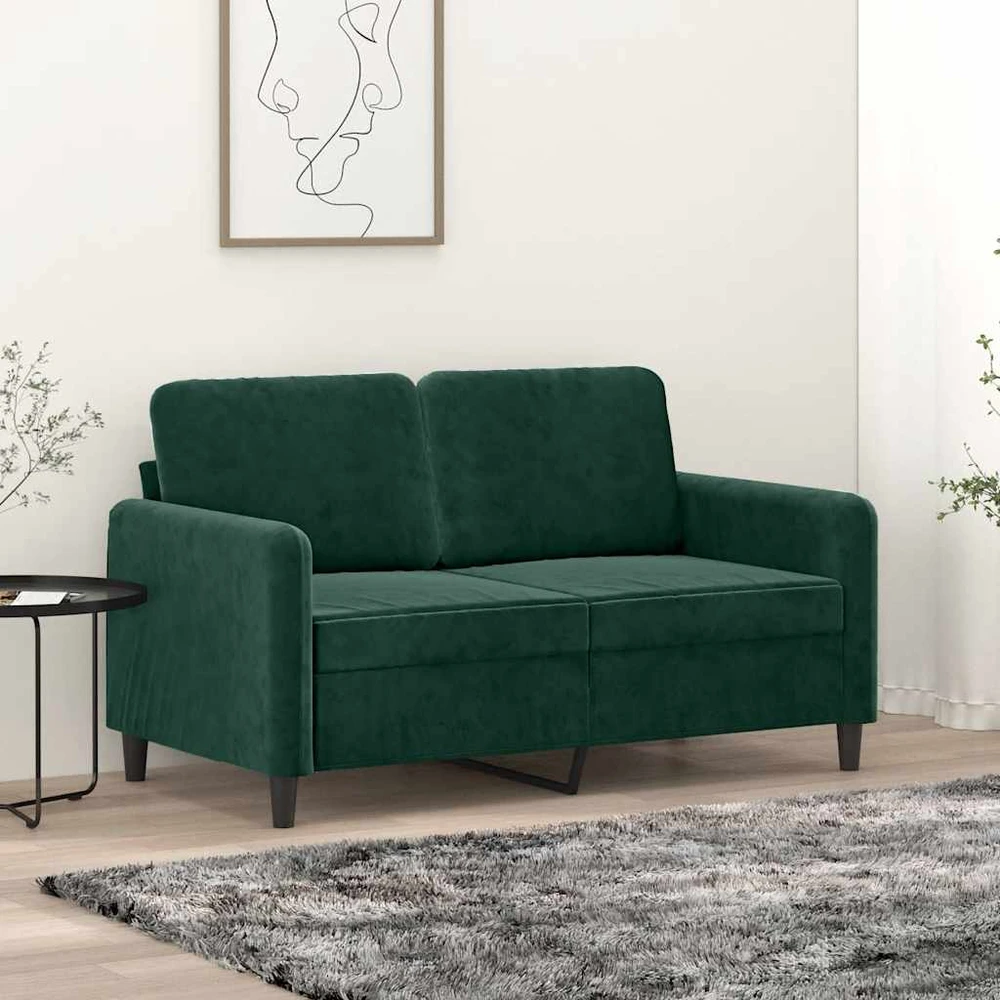 Dvivietė sofa, tamsiai žalios spalvos, 120cm, aksomas