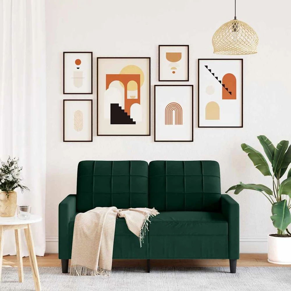 Dvivietė sofa, tamsiai žalios spalvos, 120cm, aksomas