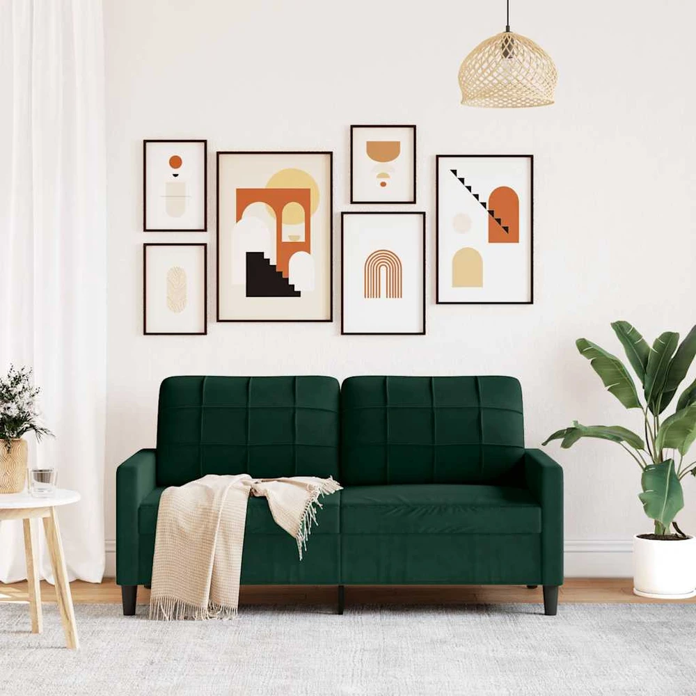Dvivietė sofa, tamsiai žalios spalvos, 140cm, aksomas