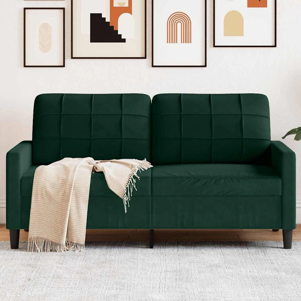 Dvivietė sofa, tamsiai žalios spalvos, 140cm, aksomas