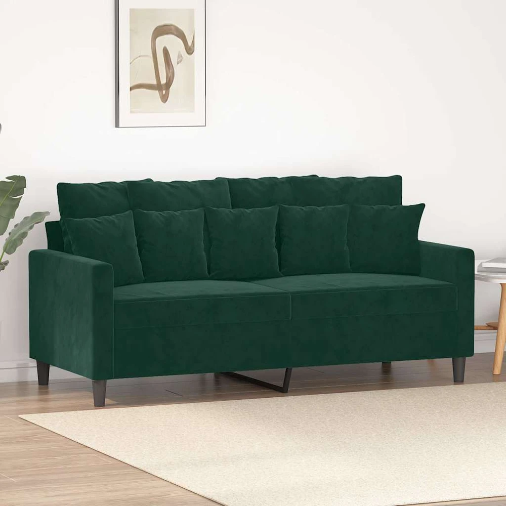 Dvivietė sofa, tamsiai žalios spalvos, 140cm, aksomas