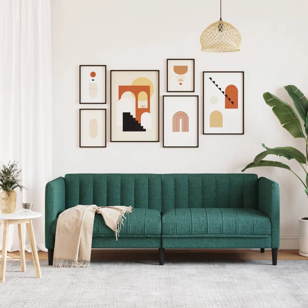 Dvivietė sofa, tamsiai žalios spalvos, audinys