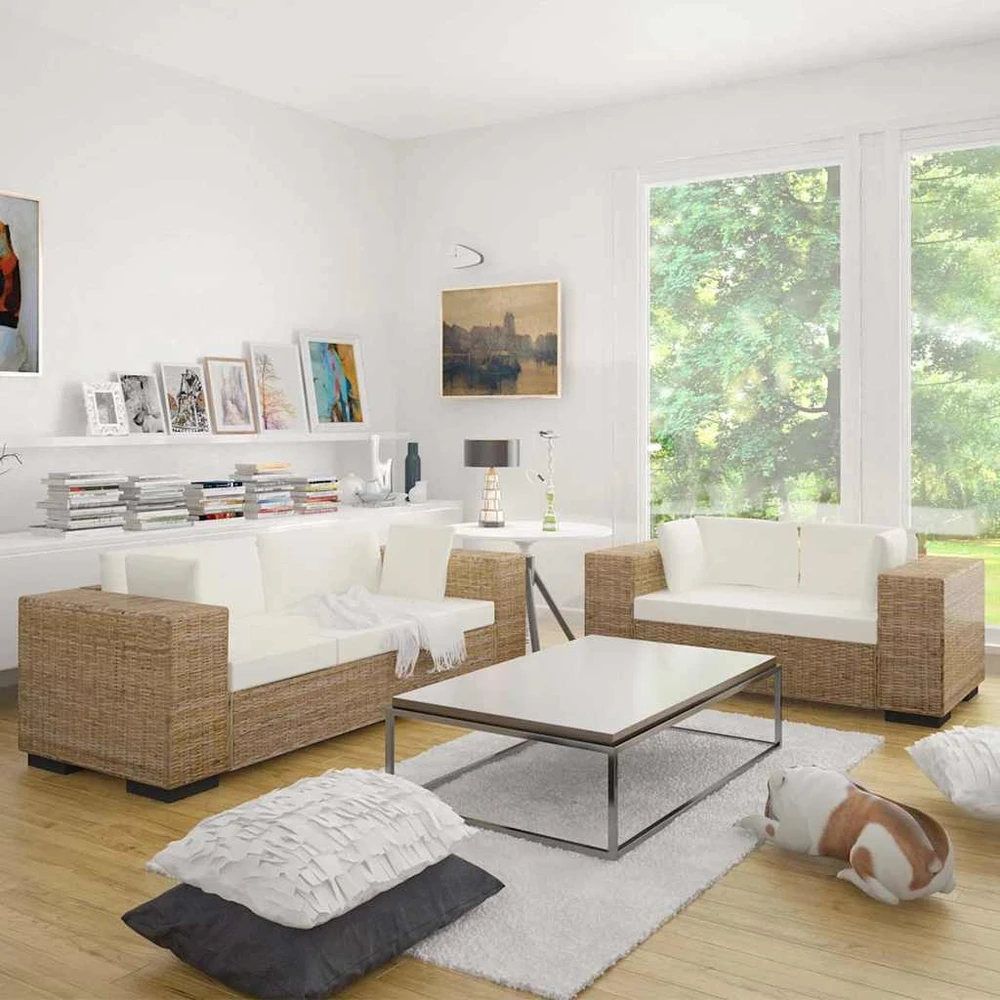 Sofa Dvivietės ir trivietės sofų komplektas, ratanas