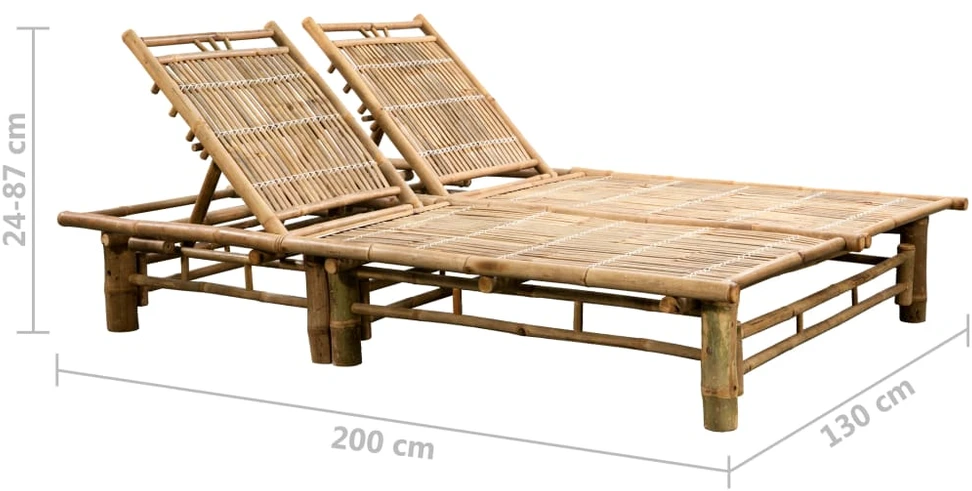 Dvivietis saulės gultas su čiužinukais, bambukas