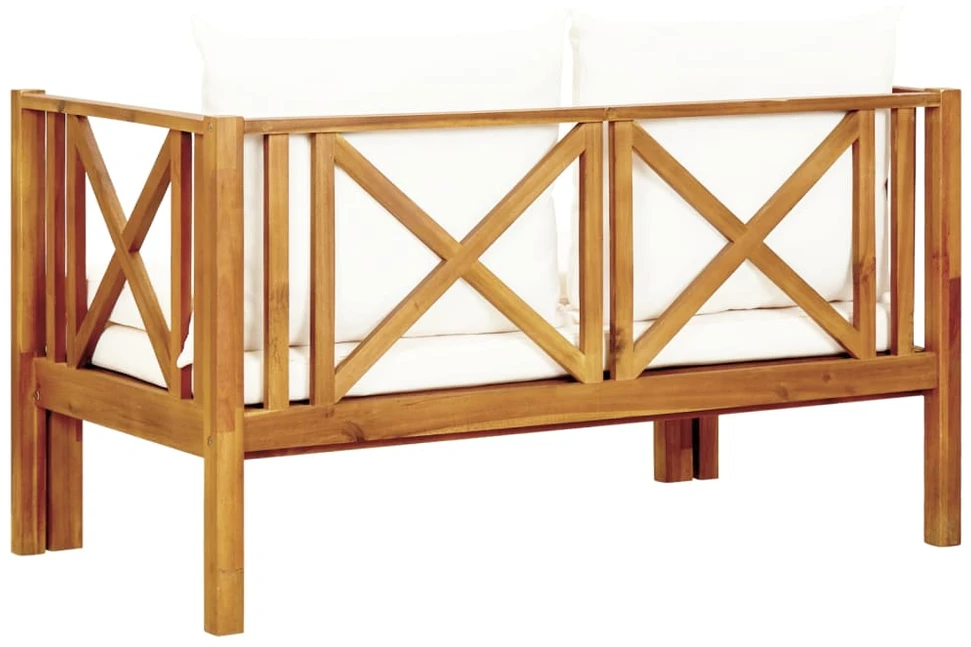 Dvivietis sodo suoliukas su čiužinuku, 122cm, akacijos masyvas
