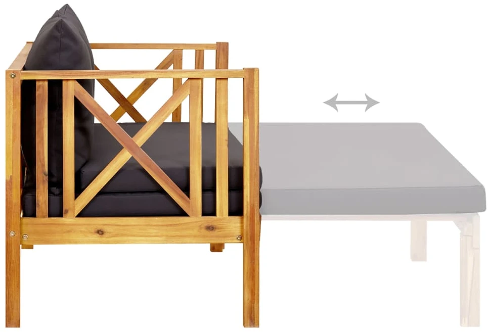 Dvivietis sodo suoliukas su čiužinuku, 122cm, akacijos masyvas