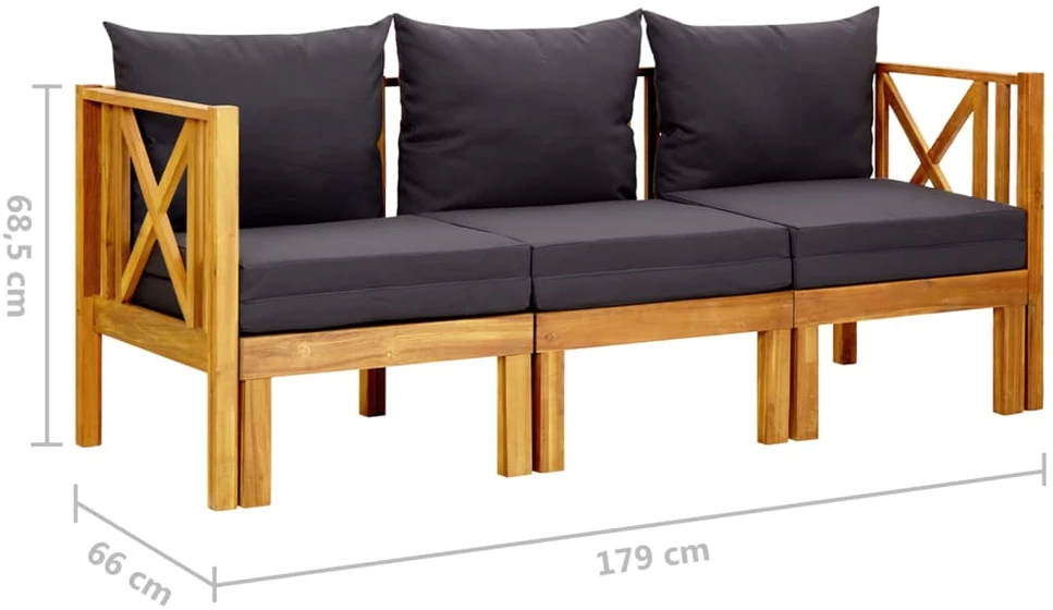 Dvivietis sodo suoliukas su čiužinuku, 179cm, akacijos masyvas