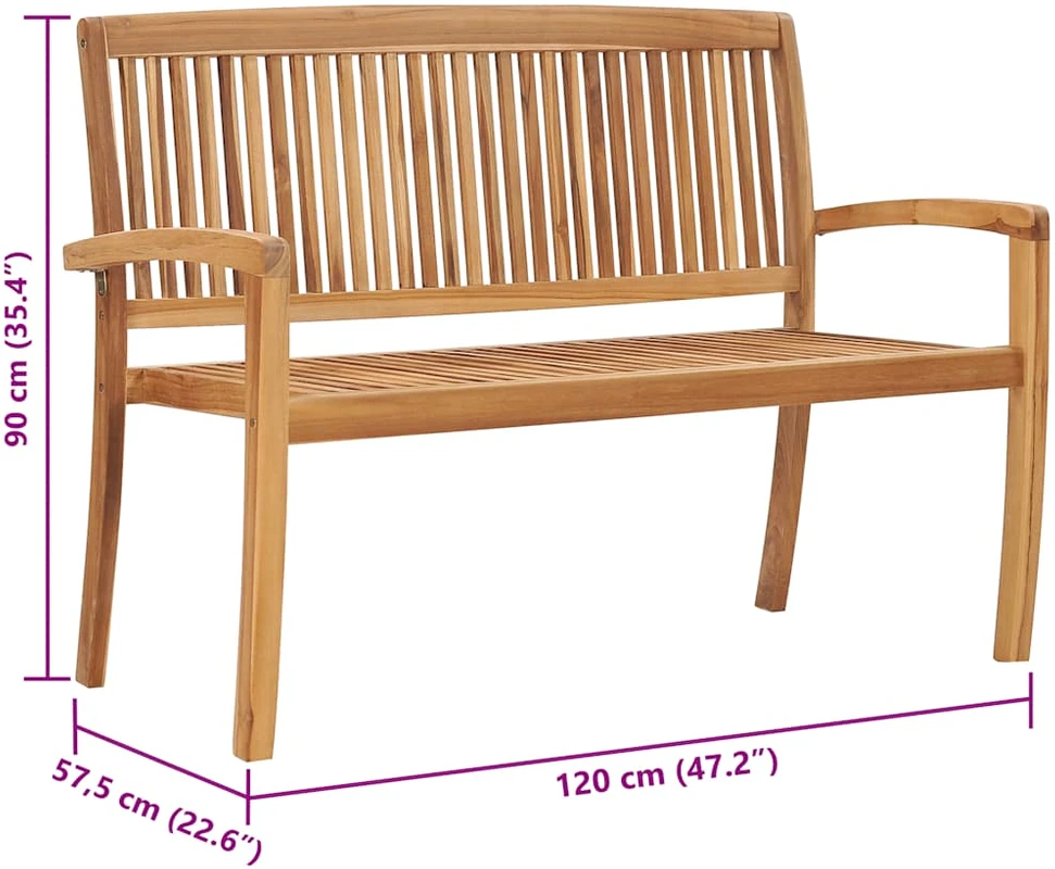 Dvivietis sudedamas sodo suoliukas, 128,5cm, tikmedžio masyvas