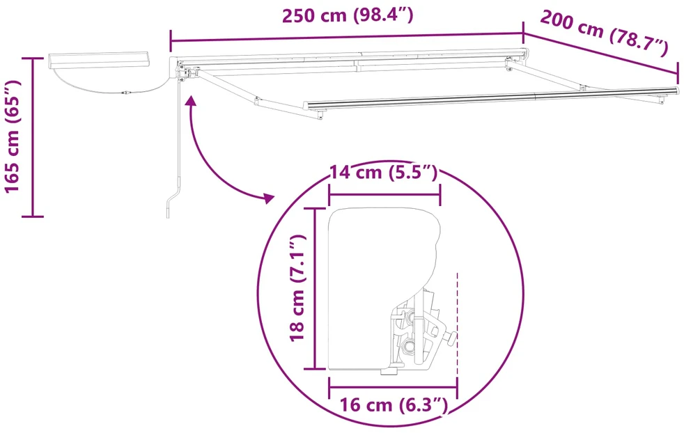 Elektrinė ištraukiama pavėsinė 2,5 x 2 m