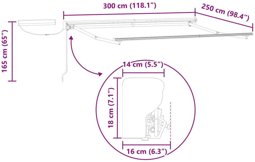 Elektrinė ištraukiama pavėsinė 3 x 2,5 m